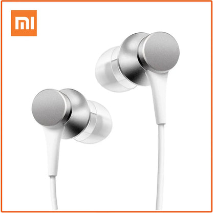 Silver and white original xiaomi headset mi piston 3 wire control earphone with music stereo mic for huawei xiaomi smartphone