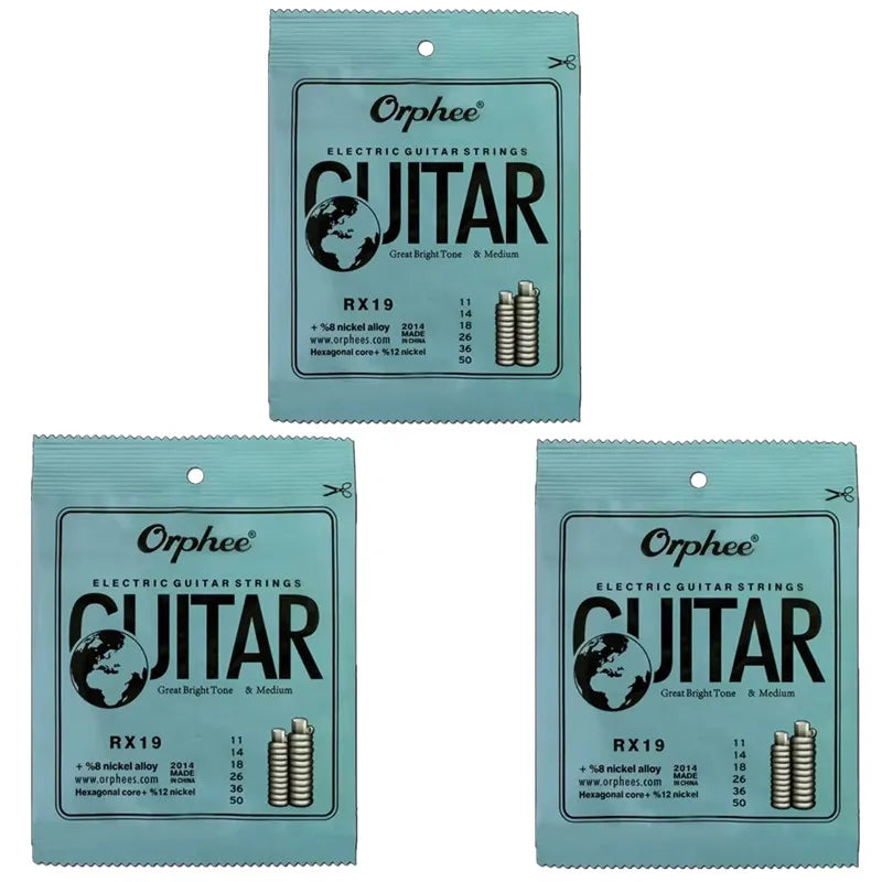 Light blue packaged orphée rx19 electric guitar strings with hexagonal core nickel alloy super tension musical instruments accessories
