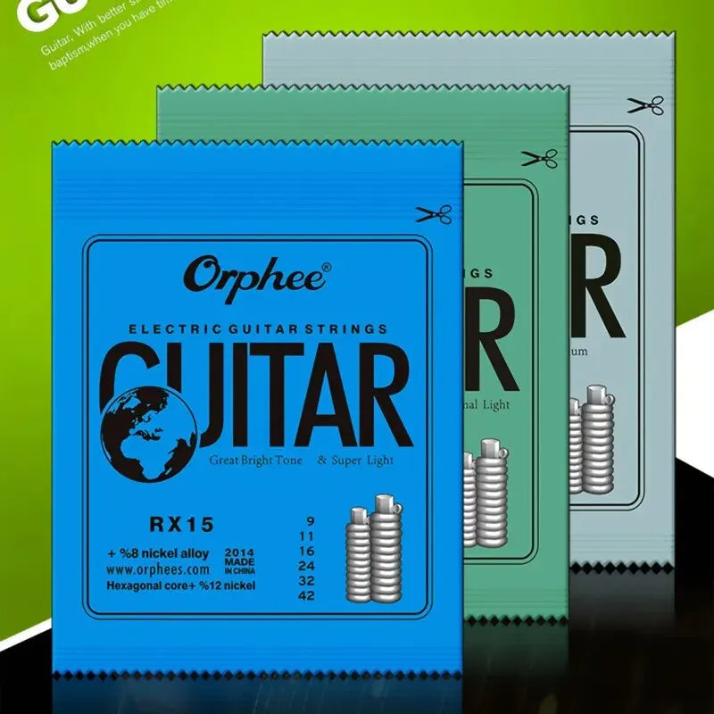 Blue packaged orphee rx15 17 19 electric guitar strings nickel alloy super light tension musical instruments accessories