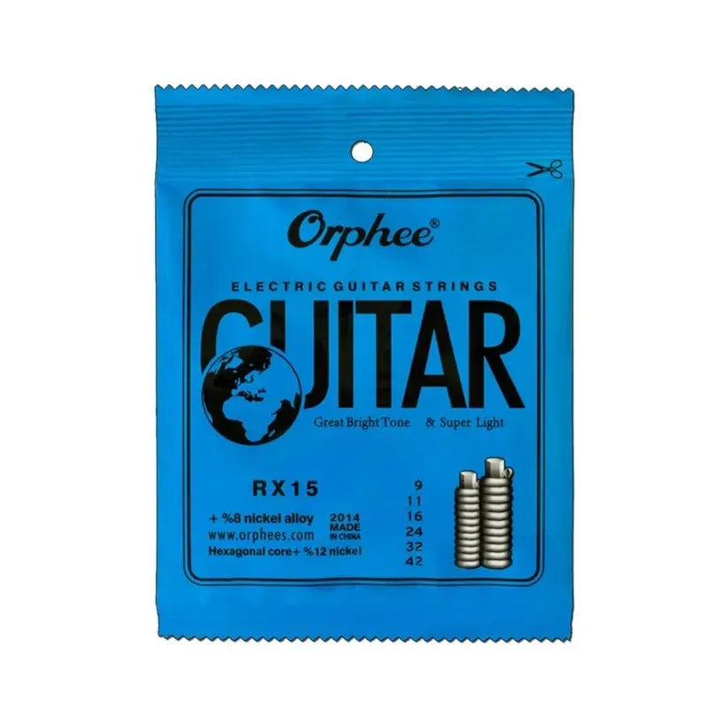 Blue packaged orphée rx15 electric guitar strings with nickel alloy super light tension for musical instruments