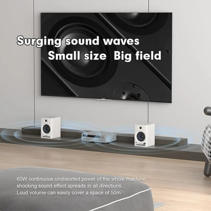 White cube-shaped ortizan audio bookshelf active speakers with black drivers silver accents usb dac hifi trs balanced input