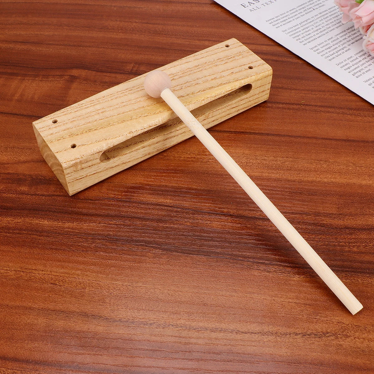 Outdoor percussion instrument wooden clapper light-colored madera dura with matching mallet puedes obtener diferentes ritmos