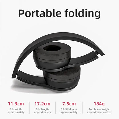 Black p47 wireless headphones with foldable hifi stereo bass design for gaming kid girl use with bluetooth 5.0 connectivity