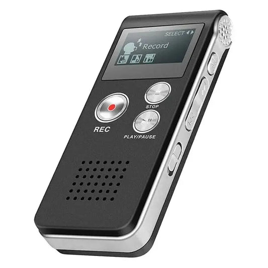 Black and silver paranormal equipment digital evp voice activated recorder usb with 8gb memory and circular control buttons