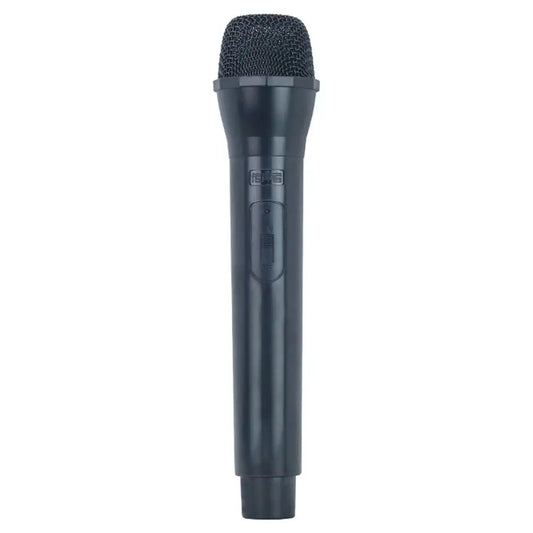 Black handheld party practice microphone with mesh grille and textured grip for fake microphone karaoke and prop simulate speech