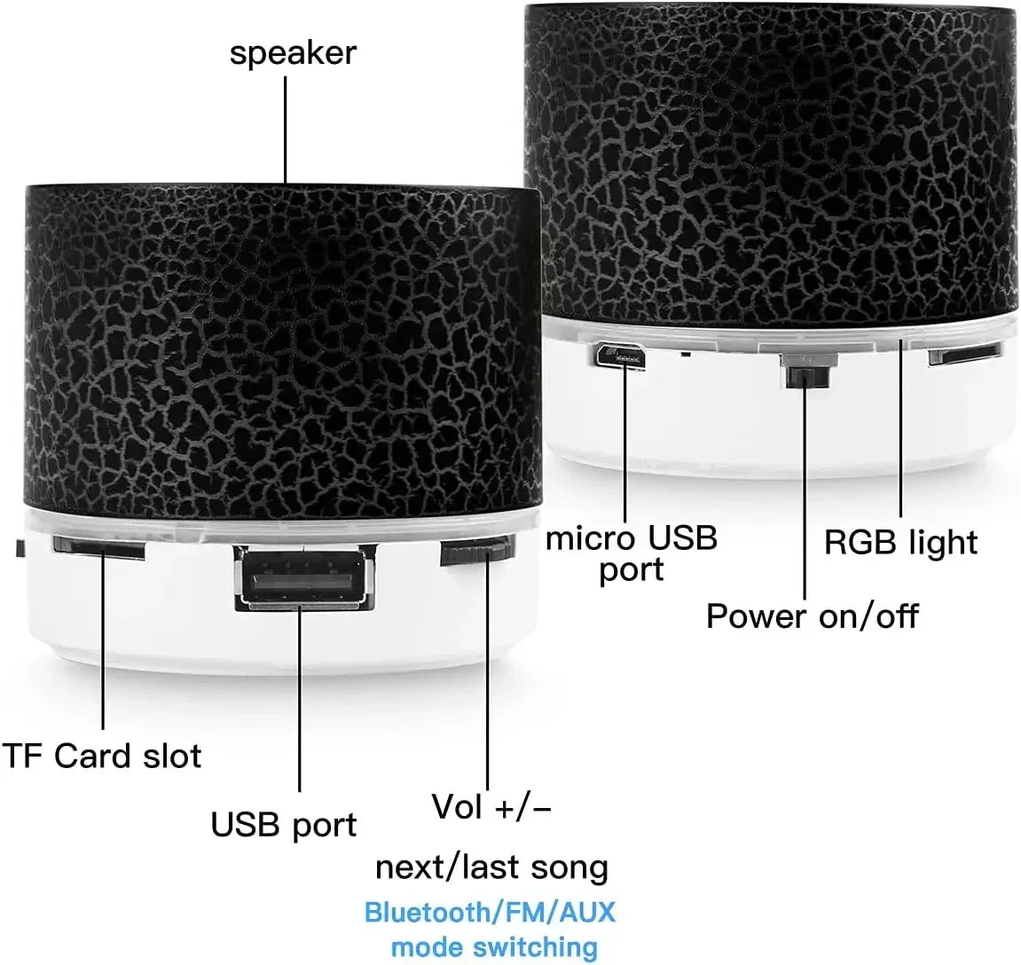 Black and white cylindrical bluetooth pc speaker with cracked texture finish for notebook desktop caixa and music bocina column acoustics coluna audio system