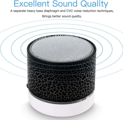 Black and white portable pc speaker with textured crackle pattern and perforated grille for notebook desktop caixa use