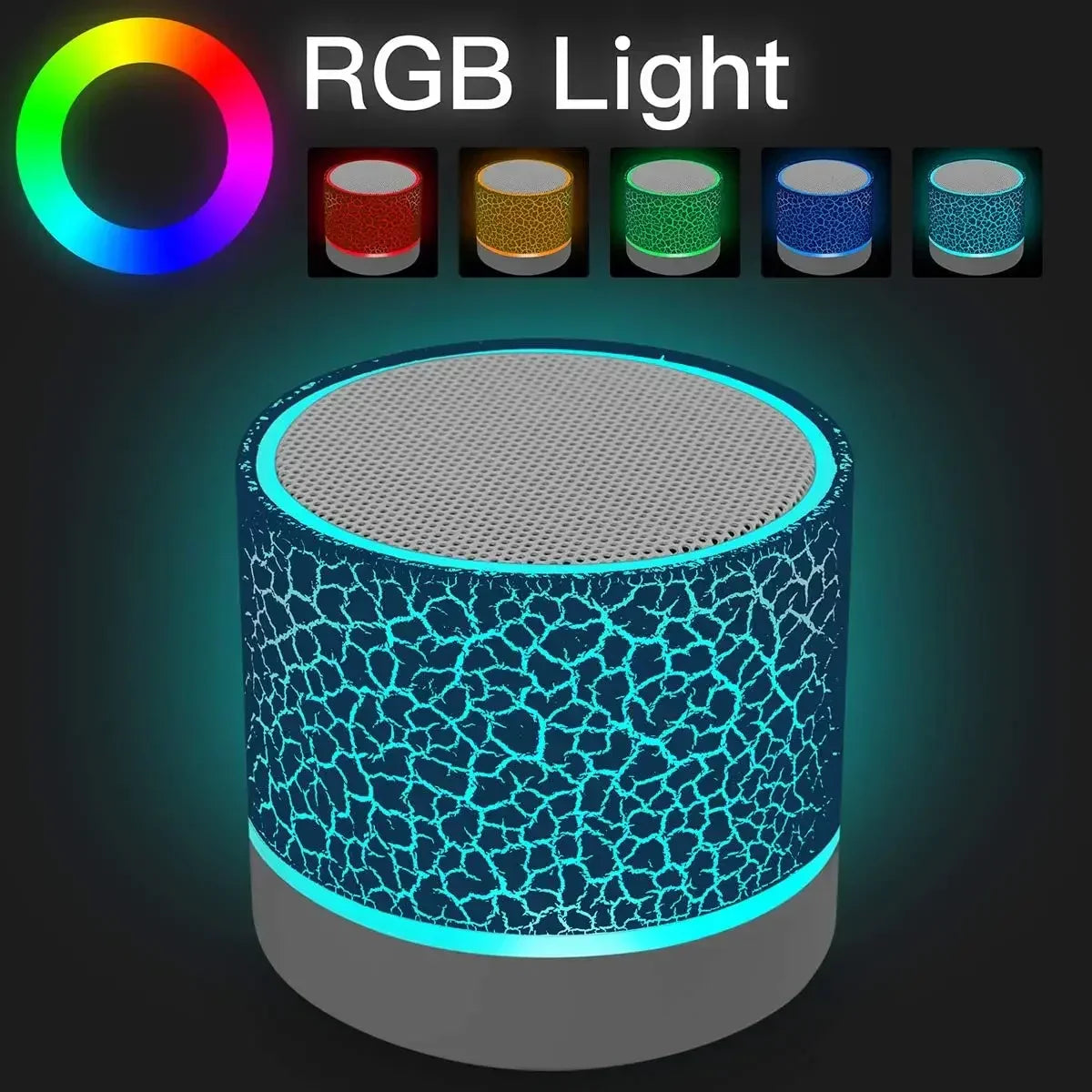 Cylindrical blue crackled bluetooth pc speaker with rgb lighting for notebook desktop caixa music bocina column acoustics coluna audio system