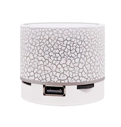 White cylindrical pc speaker with crackled texture and silver accents for notebook desktop caixa music bocina column acoustics coluna audio