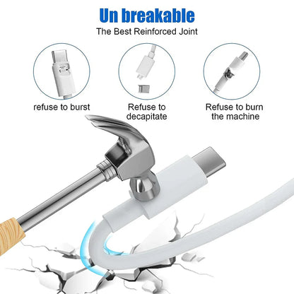 White pd 60w usb c fast charge cable with reinforced joint design tested for durability for 15pro huawei samsung devices