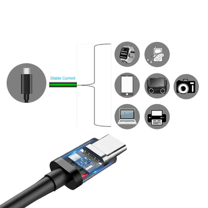 Black pd 60w usb c cable fast charge with transparent connector and blue led for 15pro huawei samsung devices
