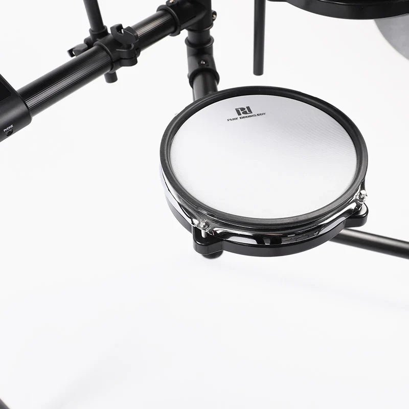 Pdx540 professional high-end electronic drum kit with black drum head white playing surface chrome hardware width 750px height