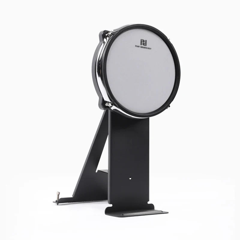 Black pDX540 professional electronic drum pad with chrome rim white surface mounted on sturdy stand width 750px height