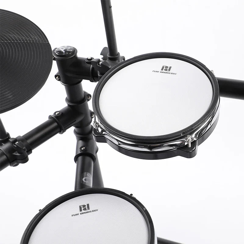 Black pdx540 professional high-end electronic drum kit with white drumheads chrome hardware width 750px height customizable