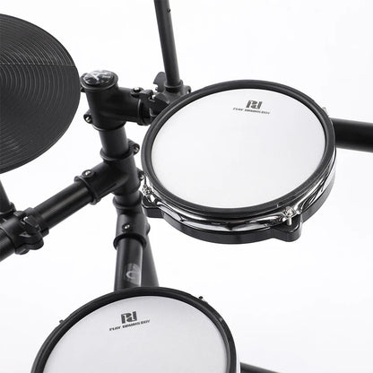 Black pdx540 professional high-end electronic drum kit with white drumheads chrome hardware width 750px height customizable