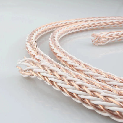 Rose gold and white braided per meter hifi 8tc 7n occ pure copper wire loudspeaker cable with exposed copper strands
