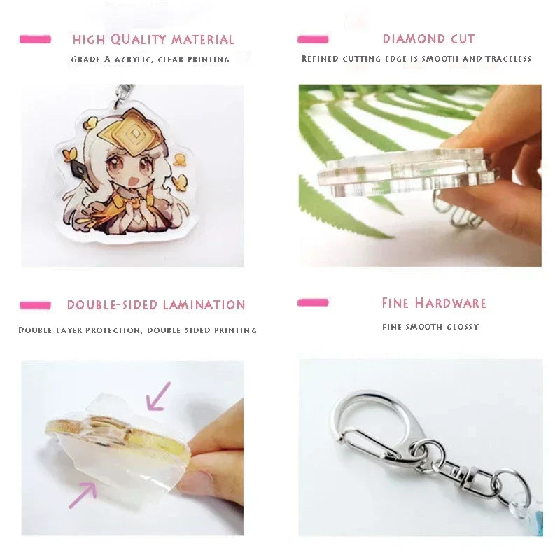 Clear acrylic music keychain custom featuring a white-haired chibi anime character for boyfriend girlfriend valentines gifts