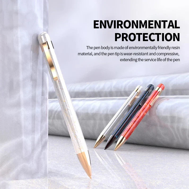 A sleek silver professional recording pen voice recorder with gold accents, textured resin body, and intelligent noise reduction