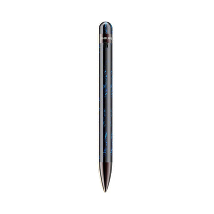 A sleek black philips professional recording pen with glossy finish and intelligent noise reduction vtr5900pro model