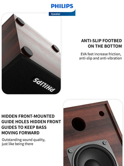 Philips spa20 bluetooth outdoor loudspeaker music player with wood-grain finish black grille and eva anti-slip footbed