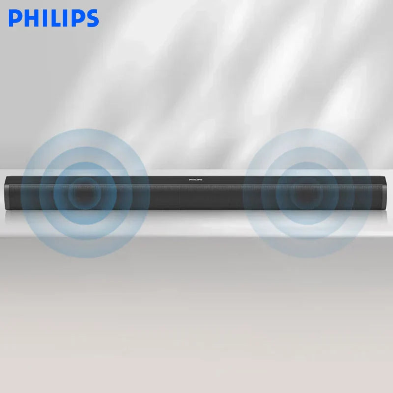 Black philips tab4010 sound bar virtual surround 2.0 stereo theater tv speakers with sleek minimalist design and subtle branding