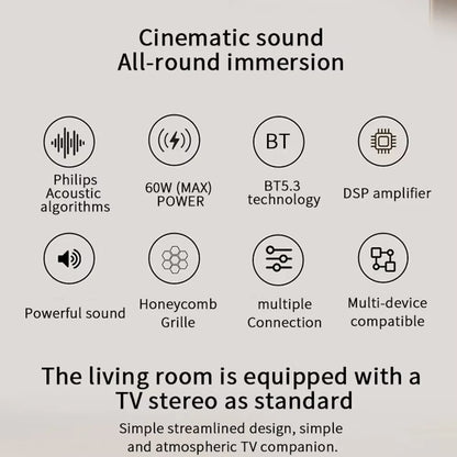 Philips tab4010 sound bar with virtual surround 2.0 stereo sound and bt5.3 technology for theater tv speakers