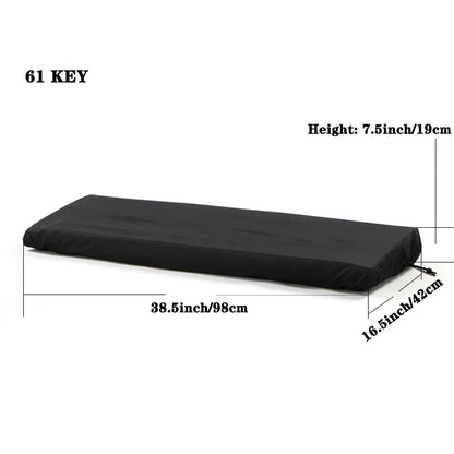 Black fabric piano keyboard covers with zipper closure and reinforced corners for digital electric pianos protector case