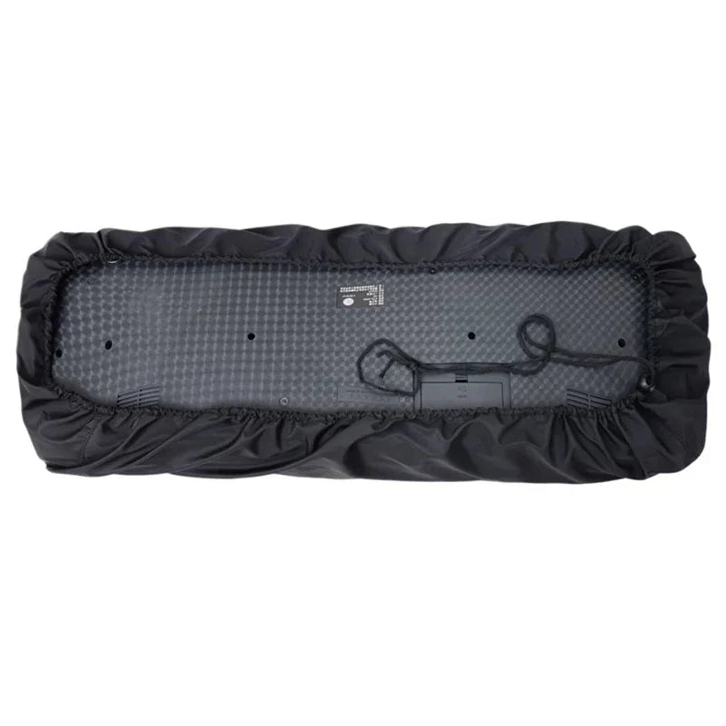 Black fabric piano keyboard cover with elastic edges and textured lining for digital electric pianos music keyboard protector
