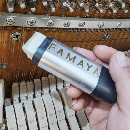 Silver and black famaya piano key cleaner with white eraser tip for piano string rust removal and maintenance tool set