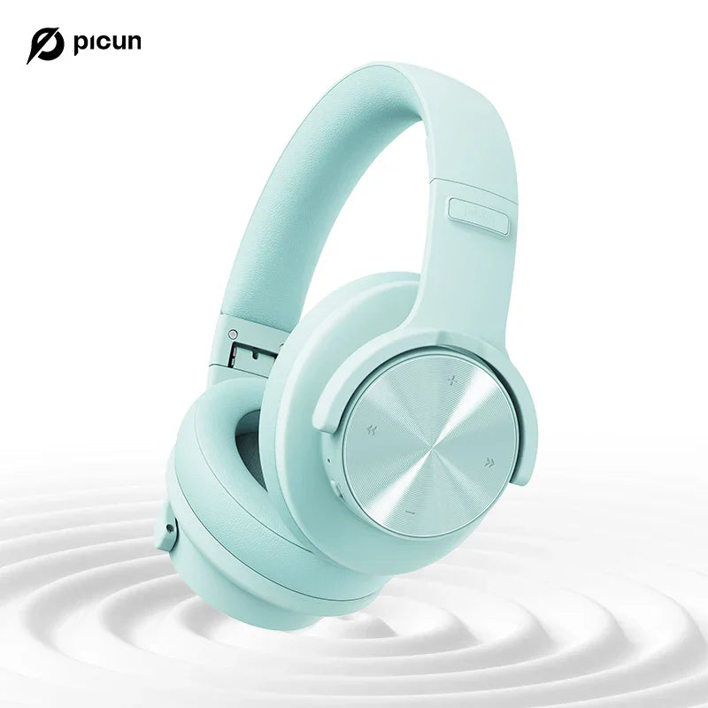 Pastel blue picun b8 bluetooth over-ear wireless bluetooth 3eq headphones with matte finish and metallic control panel