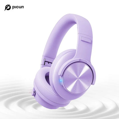 Lavender picun b8 bluetooth over-ear wireless bluetooth 3eq headphones with metallic control panel and 120h playtime