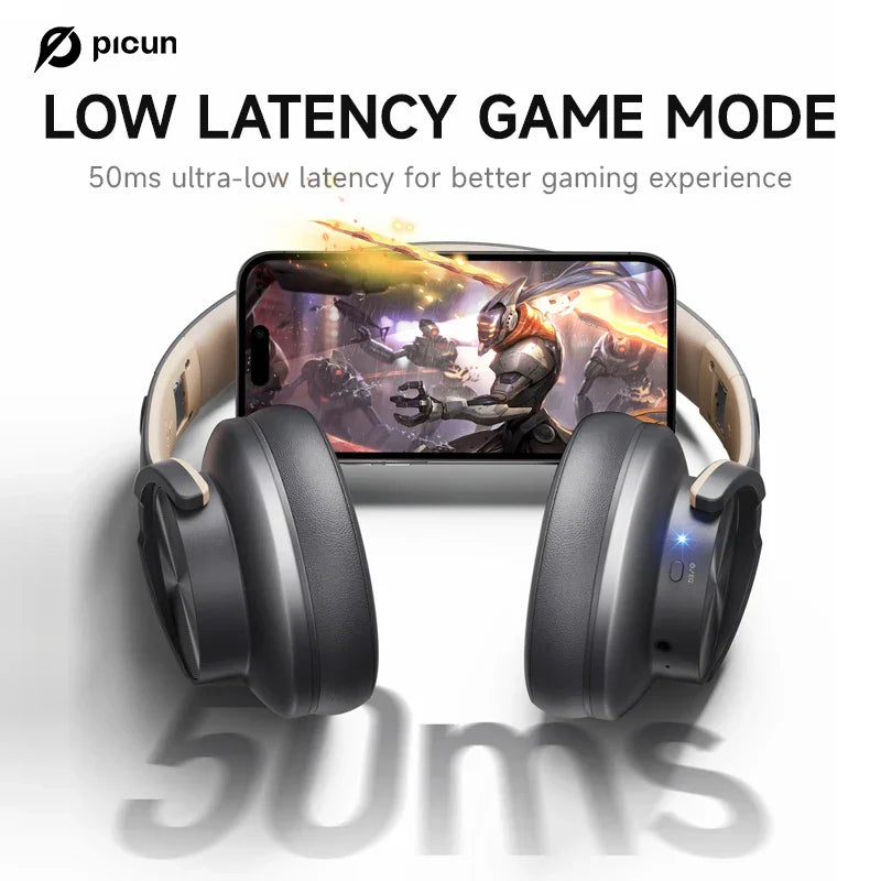 Black picun b8 bluetooth over-ear headphones with sleek matte finish and blue led indicator wireless bluetooth 3eq headset