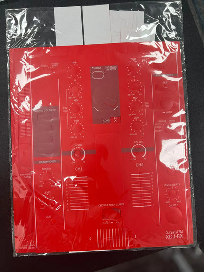 Red adhesive protective film for pioneer dj film xdj-rx mixer with printed labels and knobs for full surround protection