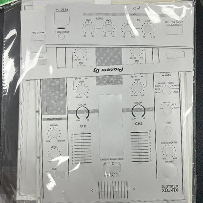 Pioneer dj film adhesive protective film with white decals and detailed labeling for xdj-rx type beat control panel
