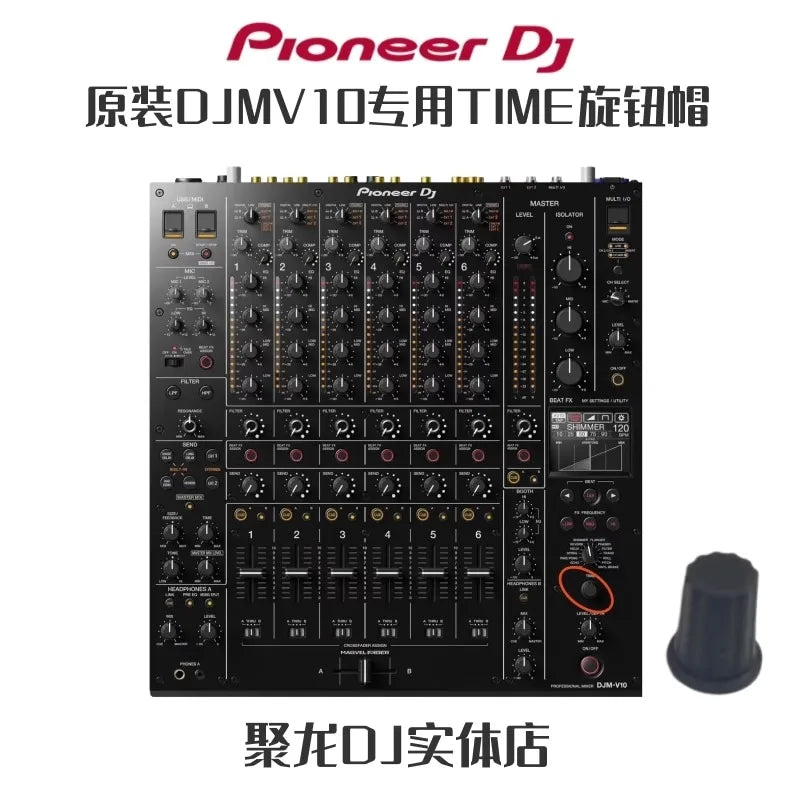 Black pioneer time cap djma9 v10 professional mixer knob with gold and red accents for time cap xdjrx3 models