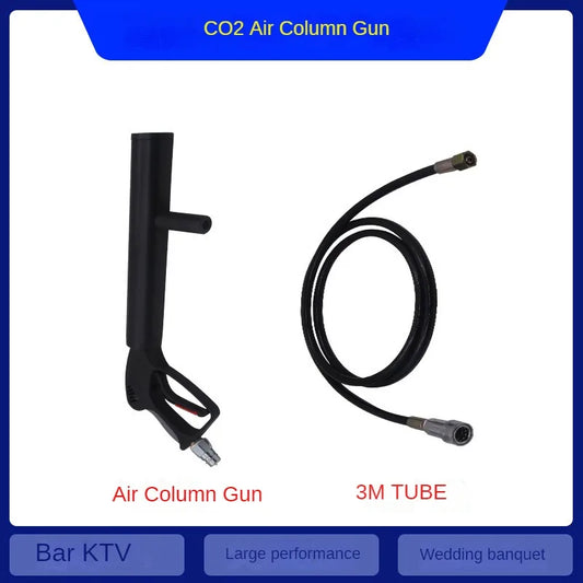 Black pistola co2 gun with coiled 3m tube for jet machine dmx and machine dmx stage effects in nightclub use