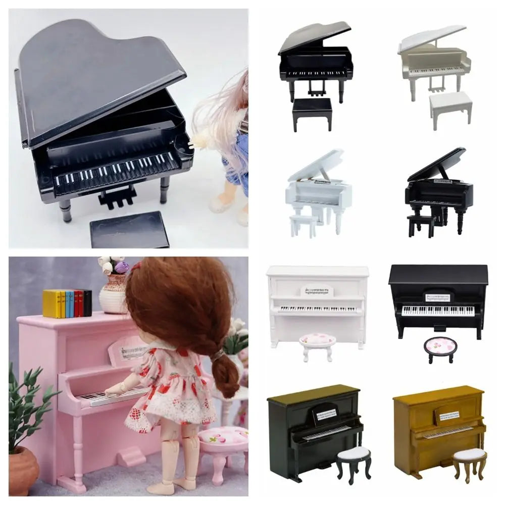 Black doll piano craft miniature grand piano with detailed keys and legs multicolor miniature pianoforte doll accessories