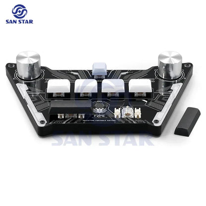 Black san star f2pe portable edition keyboard with silver knobs and white keycaps for pocket voltex sdvx djmax controller arcade sound voltex joystick