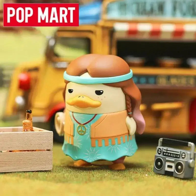 A charming pop mart duckoo figurine from the duckoo music festival mystery box toys dressed in turquoise and orange