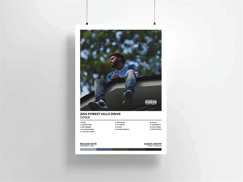 White canvas print featuring j cole poster aesthetic for pop rap music album bornsinner the off season wall decor