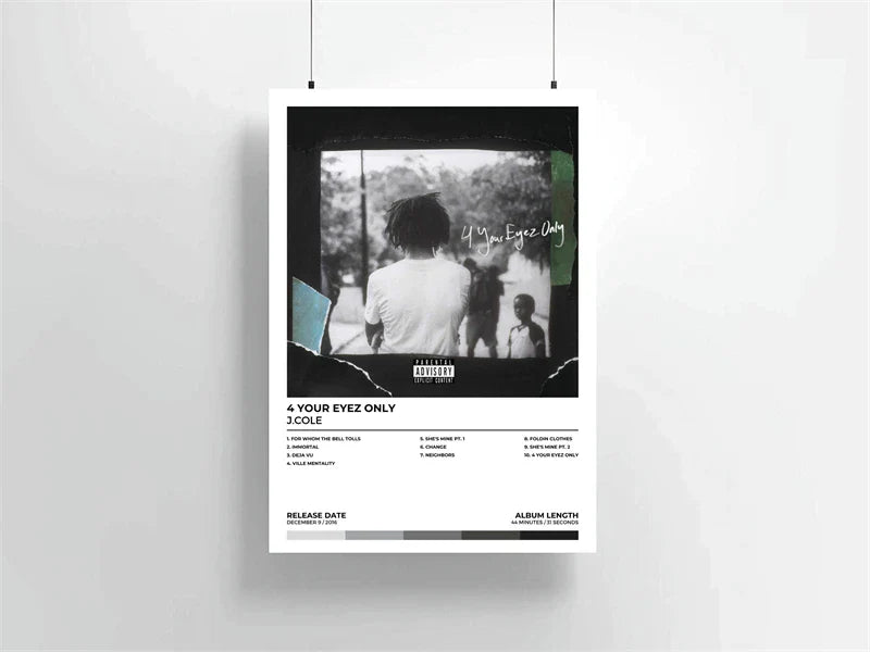 Black-and-white j cole poster aesthetic rap music album cover season canvas print wall art for room decor