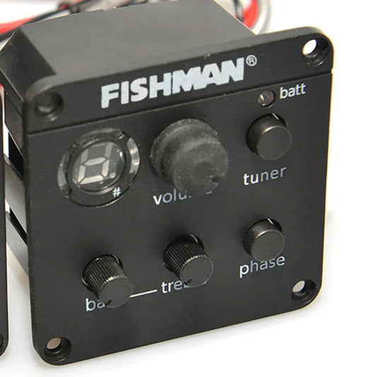 Black fishman guitars guitar pickup control panel with volume tuner bass treble and phase knobs for popular fishman guitars