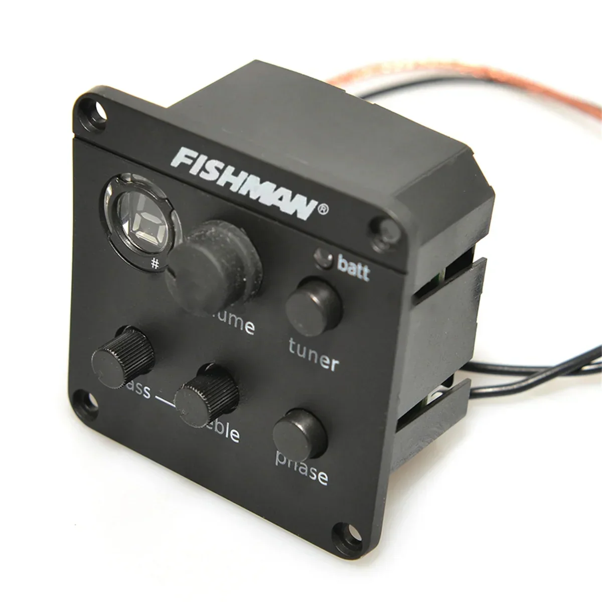 Black Fishman guitars guitar control panel with volume bass treble tuner and phase knobs for popular Fishman guitars guitar pickup