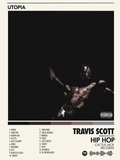 Black and white prints canvas printing of hip hop singer travis scott utopia album cover for bedroom home decor