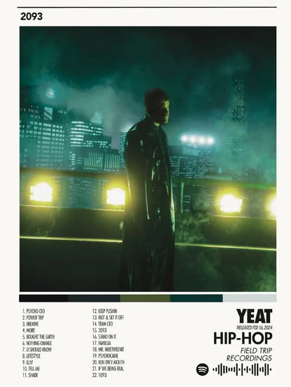 Dark moody hip hop singer silhouette prints canvas printing against illuminated cityscape for bedroom home decor