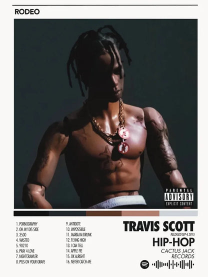 Rodeo album cover print canvas printing featuring hip hop singer travis scott for bedroom home decor fans gifts
