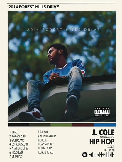 Album cover print canvas printing featuring hip hop singer j for bedroom home decor and fans gifts wall art
