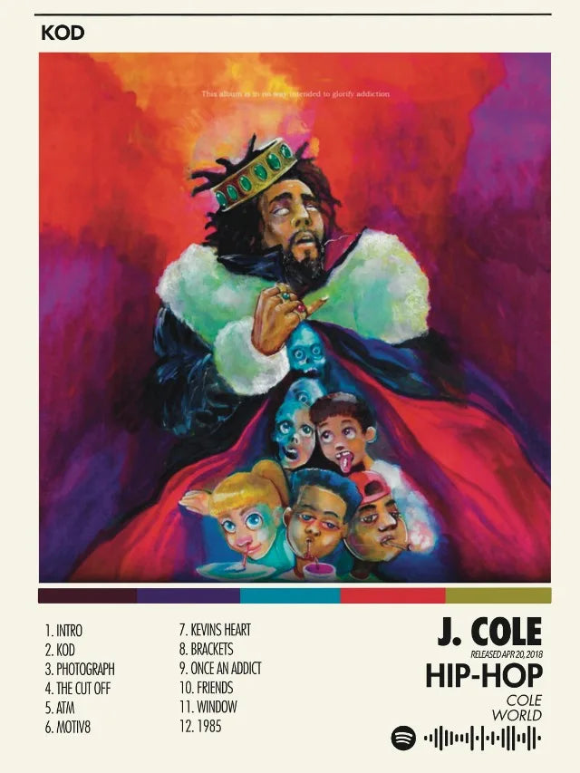 Vibrant stylized album cover art of hip hop singer on canvas printing for bedroom home decor and fans gifts