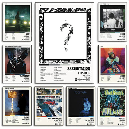 Black and white hip hop singer xxxtentacion stylized silhouette poster prints canvas printing for bedroom home decor