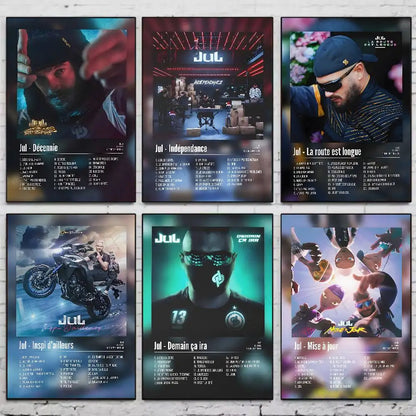 Set of six high-quality framed posters featuring popular music rapper designs for posters aesthetic wall and living room decor